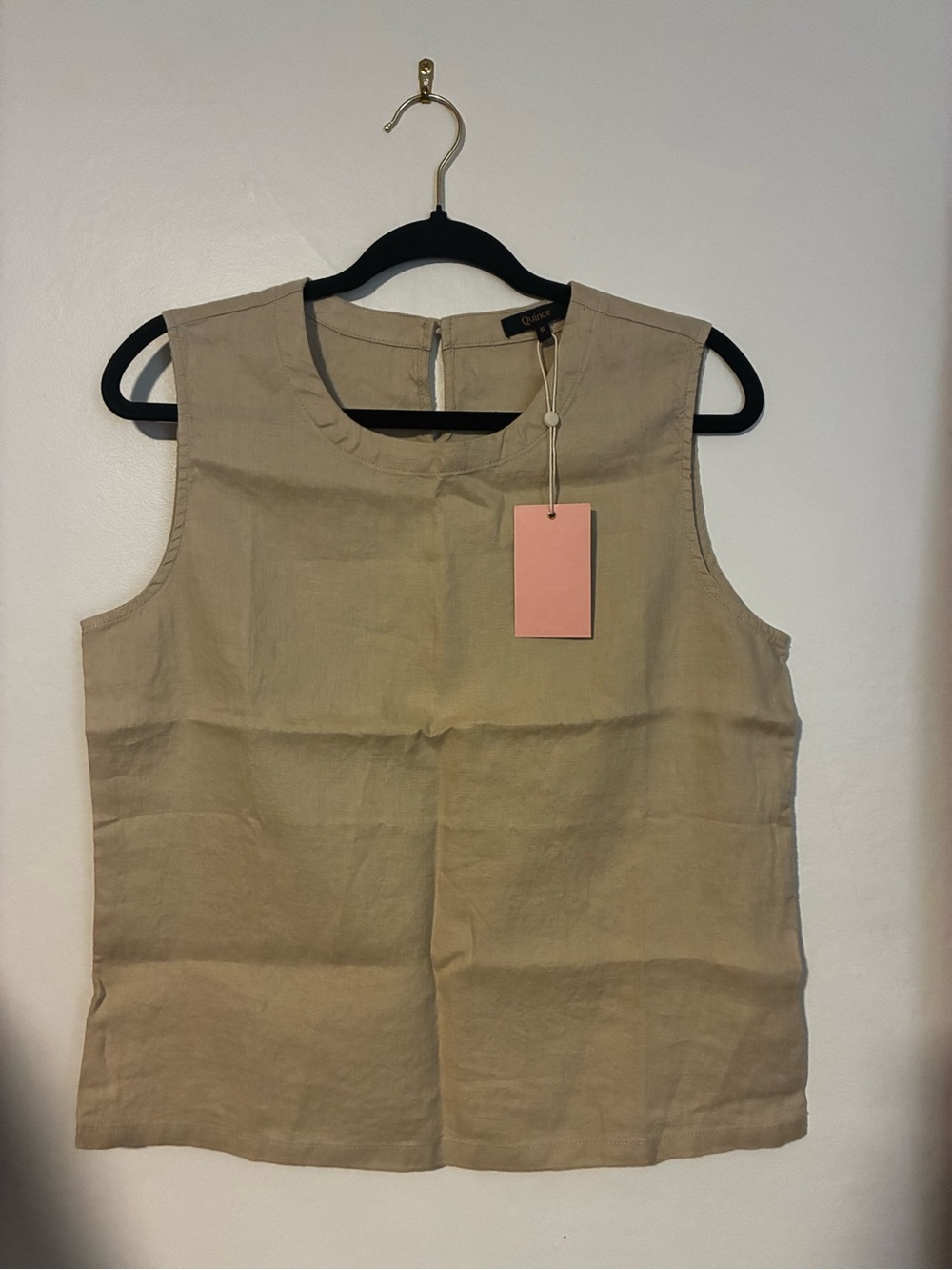 Quince Linen Sleeveless Top in Beige